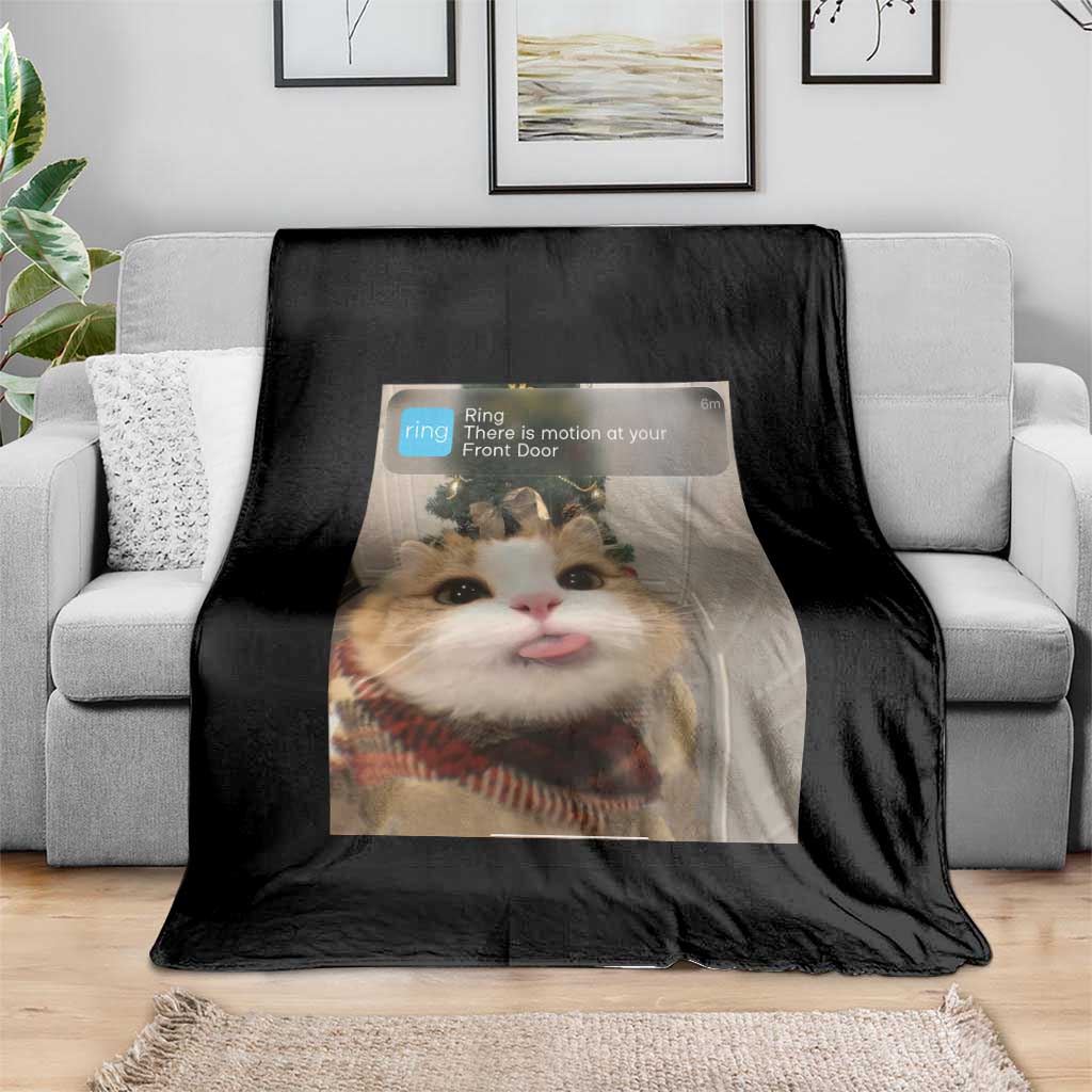 Funny Cat Christmas Throw Blanket Ring There is Motion at Your Front Door Meme Xmas Tree - Wonder Print Shop