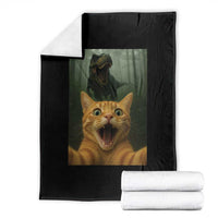 Cat Selfie With Dinosaur Throw Blanket Funny Cat Gifts - Wonder Print Shop