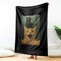 Cat Selfie With Dinosaur Throw Blanket Funny Cat Gifts - Wonder Print Shop
