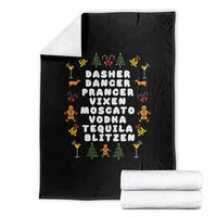 Funny Drinking Christmas Throw Blanket Merry Christmas Dasher Dancer Prancer Vixen - Wonder Print Shop