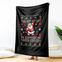 Funny Santa Ugly Christmas Throw Blanket I Got Hos in Different Area Codes - Wonder Print Shop