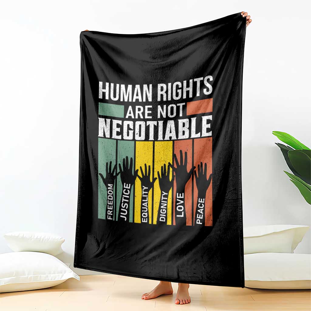 Human Rights Throw Blanket Are Not Negotiable Retro Equality Statement - Wonder Print Shop