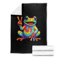 Tie-Dye Frog Peace Sign Hippie Throw Blanket Toad Trends Effect Printing - Wonder Print Shop