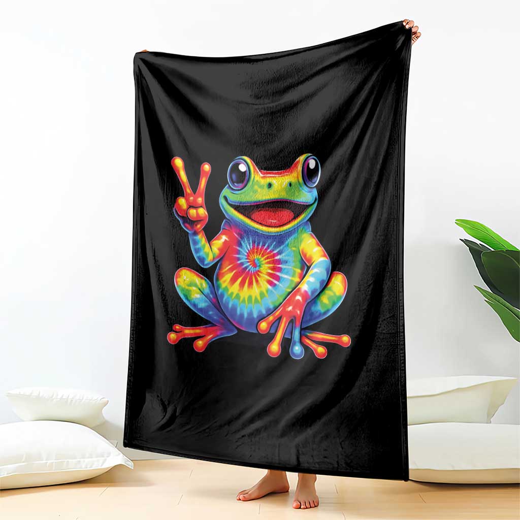 Tie-Dye Frog Peace Sign Hippie Throw Blanket Toad Trends Effect Printing - Wonder Print Shop