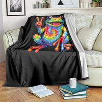 Tie-Dye Frog Peace Sign Hippie Throw Blanket Toad Trends Effect Printing - Wonder Print Shop