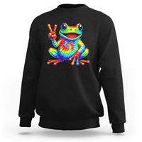 Tie-Dye Frog Peace Sign Hippie Sweatshirt Toad Trends Effect Printing - Wonder Print Shop