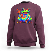 Tie-Dye Frog Peace Sign Hippie Sweatshirt Toad Trends Effect Printing - Wonder Print Shop