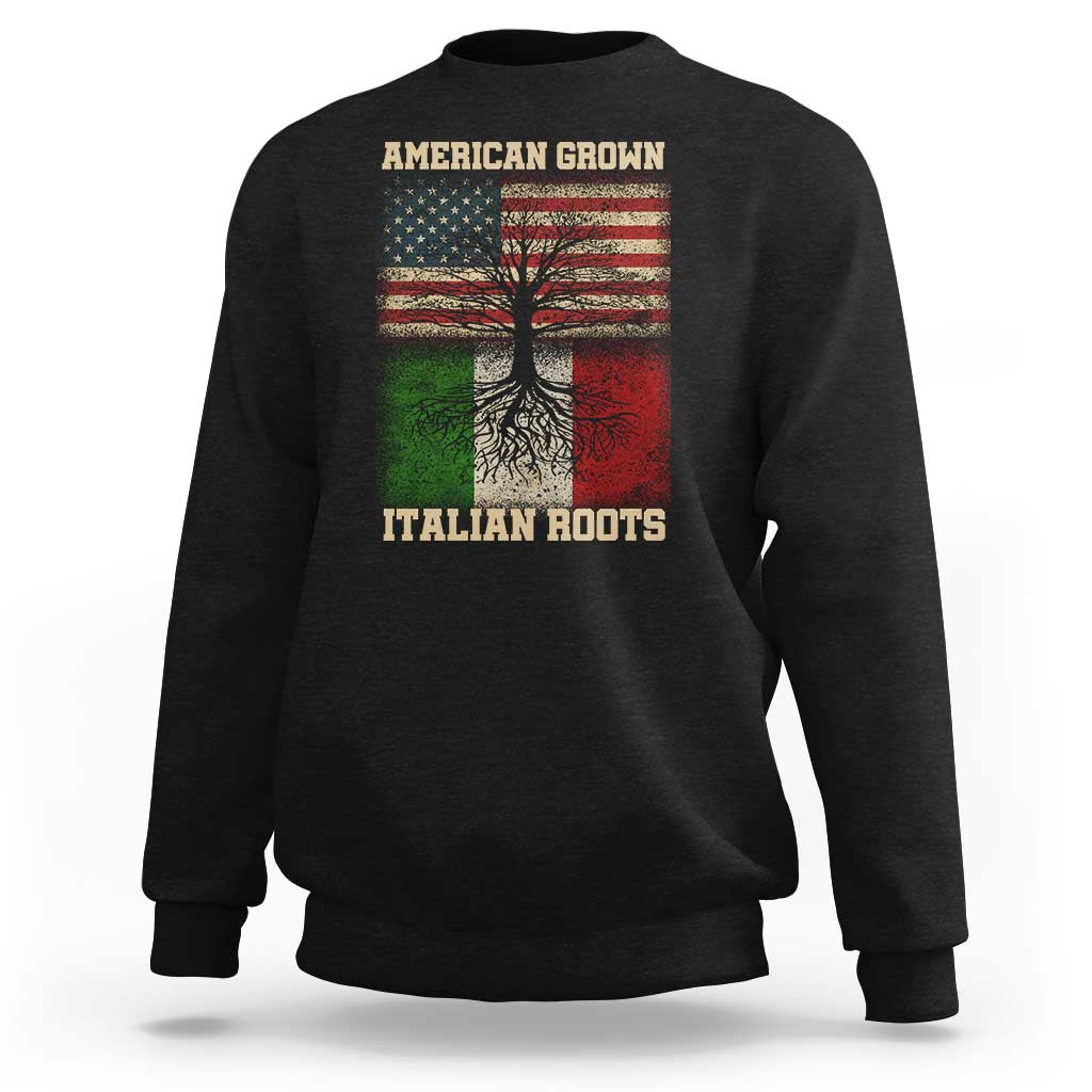American Grown Italian Roots Sweatshirt USA Italy Flag Family Tree Italian - Wonder Print Shop