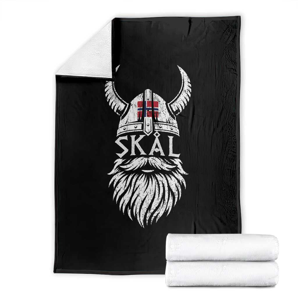 Skål Viking Norway Flag Throw Blanket Norwegian Cheer Vintage Norse Pride Graphic