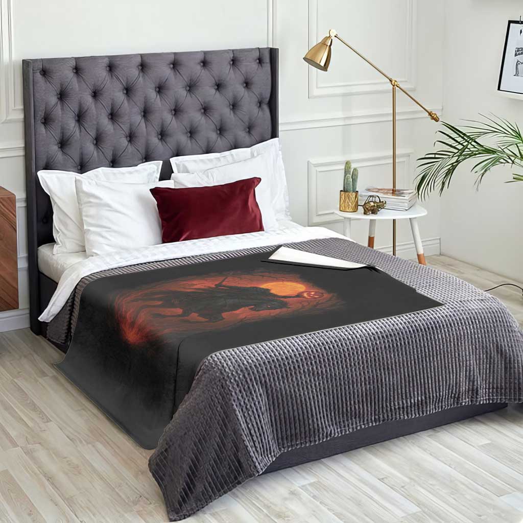 Scary Pumpkin Headless Horseman Halloween Throw Blanket - Wonder Print Shop