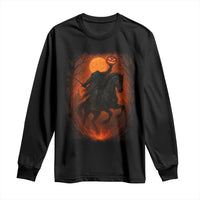 Scary Pumpkin Headless Horseman Halloween Long Sleeve Shirt - Wonder Print Shop