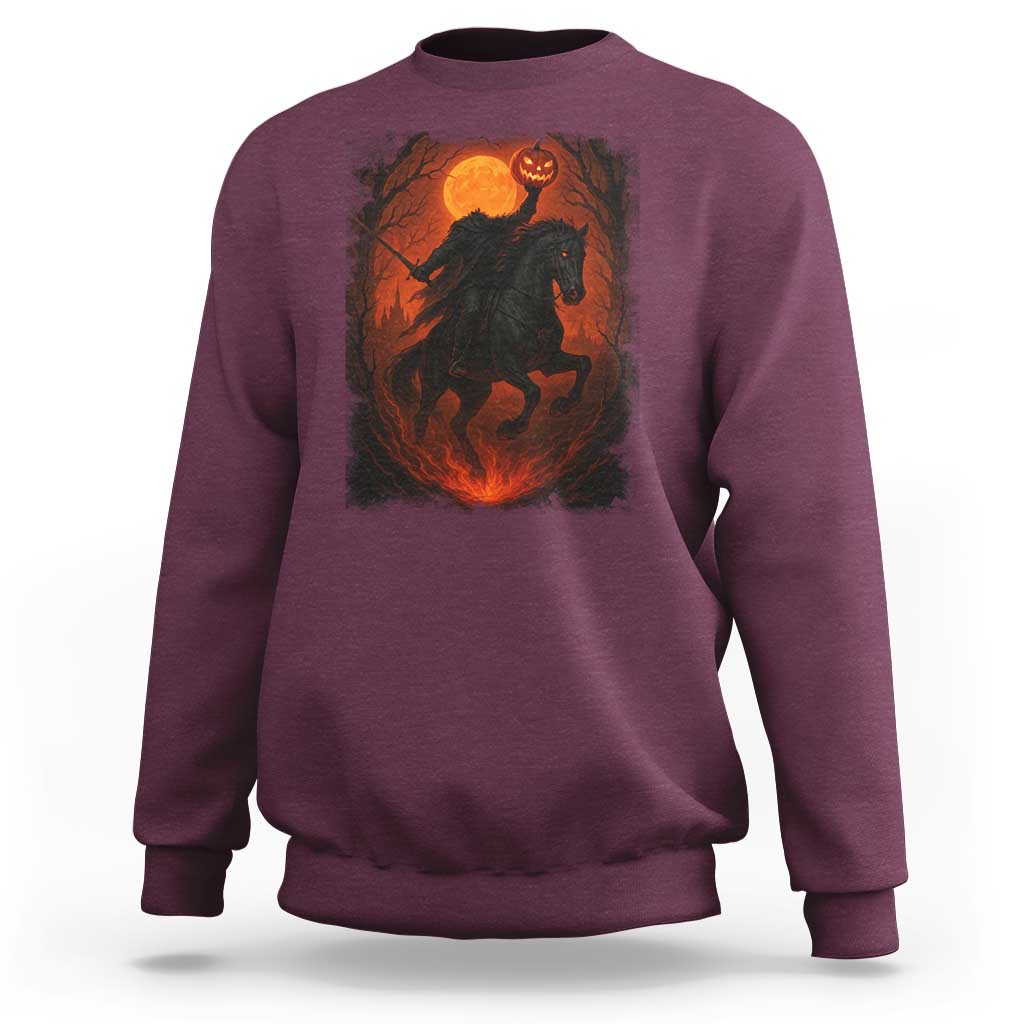 Scary Pumpkin Headless Horseman Halloween Sweatshirt - Wonder Print Shop