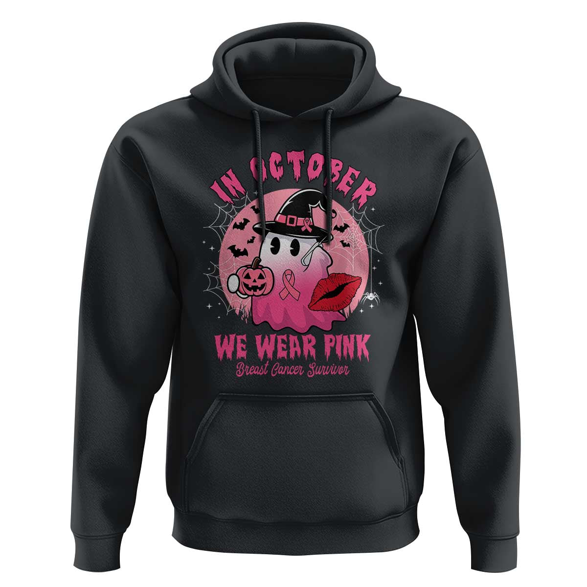 Breast Cancer Awareness Hoodie I'm A Survivor In October We Wear Pink Ghost Halloween Pink Ribbon Pumpkin