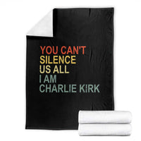 Charlie Kirk Throw Blanket Retro You Cant Silence Us All - Wonder Print Shop