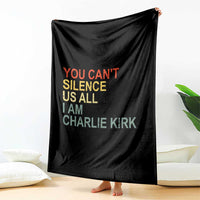 Charlie Kirk Throw Blanket Retro You Cant Silence Us All - Wonder Print Shop