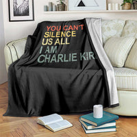 Charlie Kirk Throw Blanket Retro You Cant Silence Us All - Wonder Print Shop