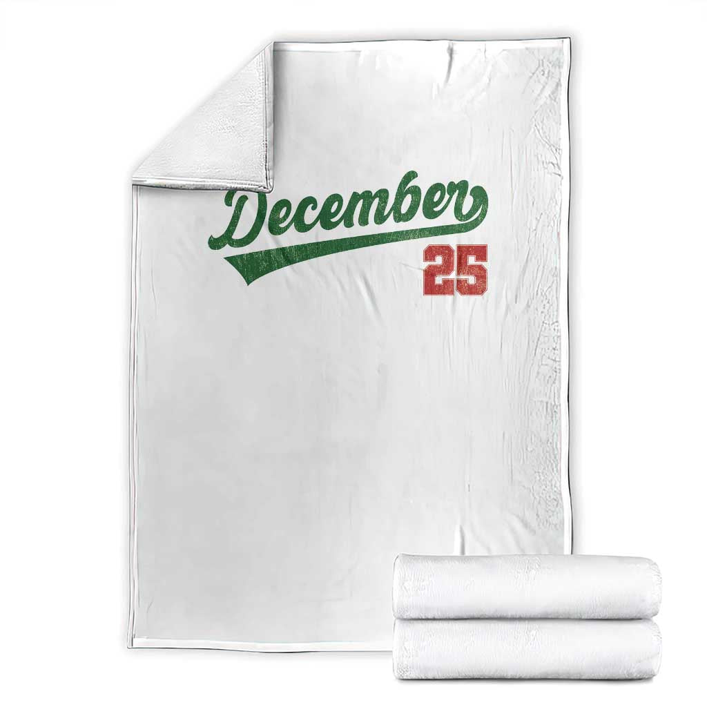 Retro Christmas December 25 Throw Blanket Retro Vintage Script Holiday Trip - Wonder Print Shop