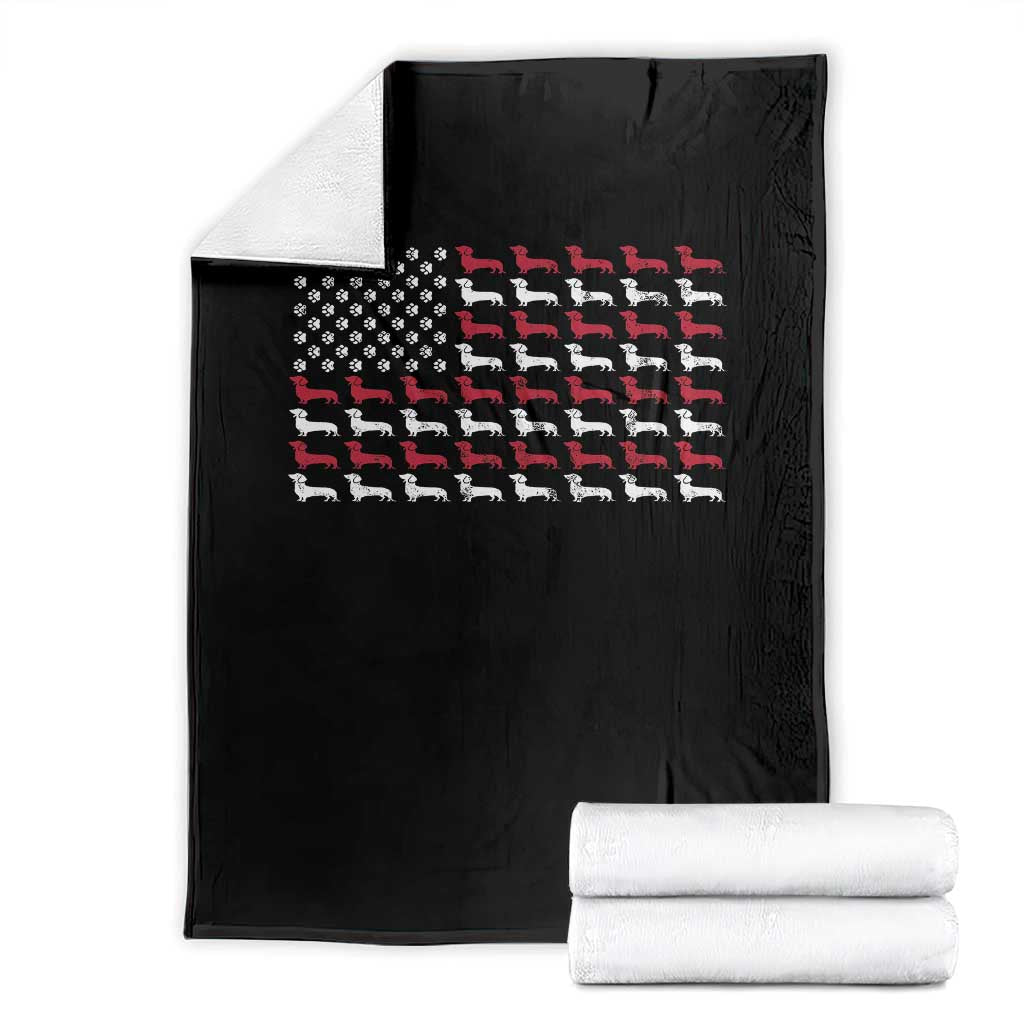 American Flag Vintage Patriotic Dachshund Dad Throw Blanket Weiner Dog Fathers Day Gifts For Dog Lovers Dad - Wonder Print Shop