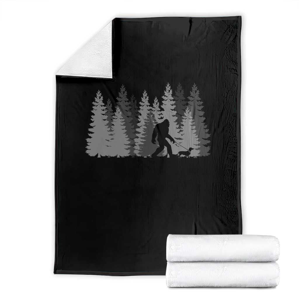 Bigfoot Walking Dachshund Throw Blanket Funny Wiener Dog Gift Forest Sasquatch Yeti - Wonder Print Shop