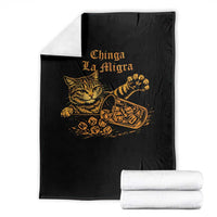 Chinga La Migra Throw Blanket Retro Protest Subtle FDT Cat Meme