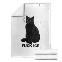 Fck Ice Smoking Cat Throw Blanket Subtle FDT Black Cat Meme