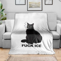 Fck Ice Smoking Cat Throw Blanket Subtle FDT Black Cat Meme