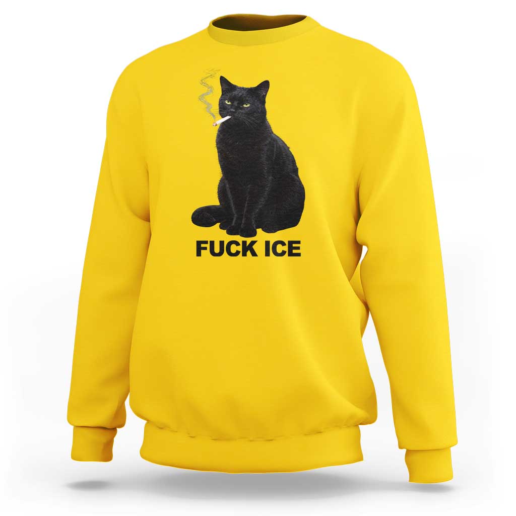 Fck Ice Smoking Cat Sweatshirt Subtle FDT Black Cat Meme