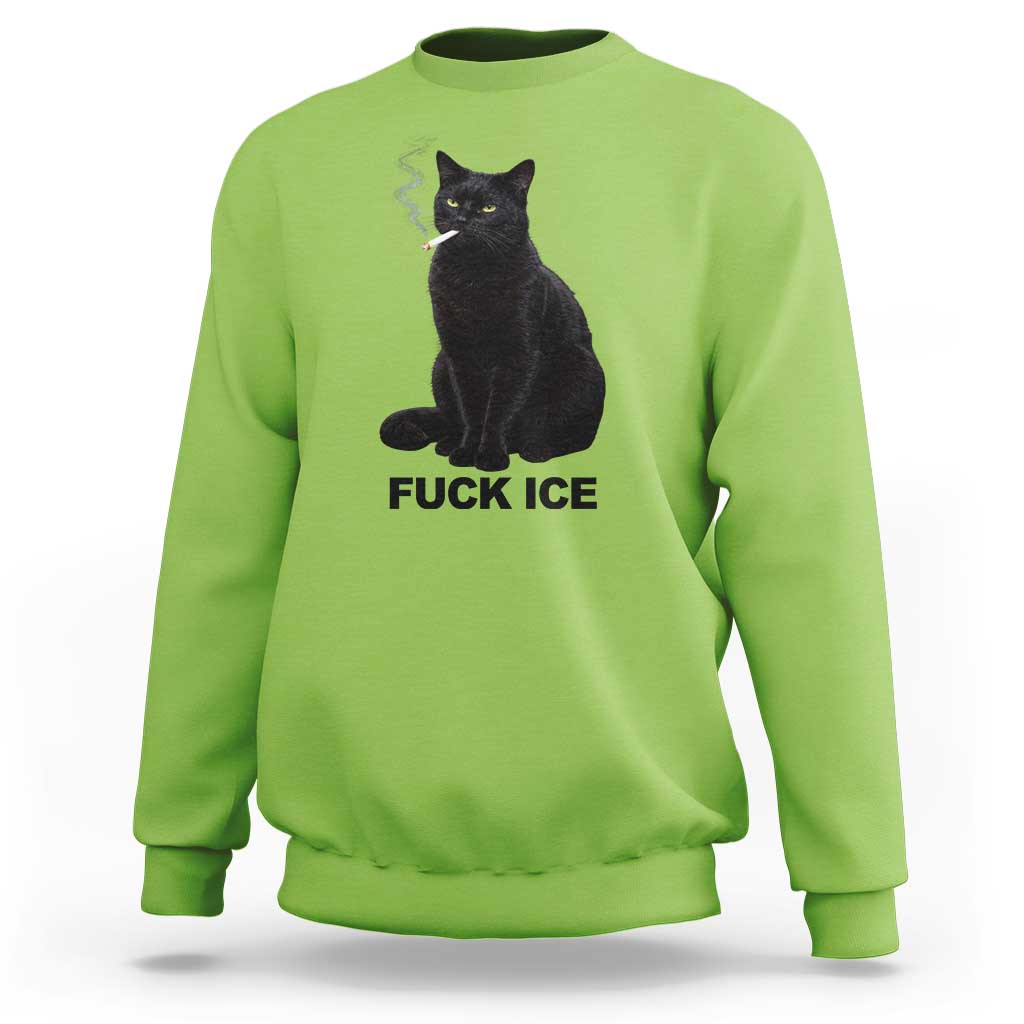 Fck Ice Smoking Cat Sweatshirt Subtle FDT Black Cat Meme
