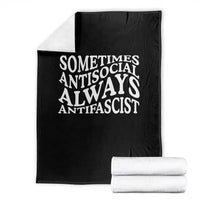 Sometimes Antisocial Always Antifascist Throw Blanket