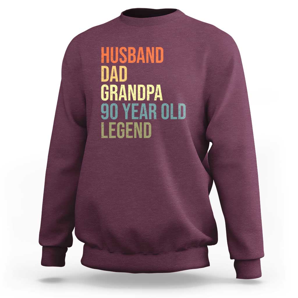 90th Birthday Sweatshirt Husband Dad Grandpa 90 Year Old Legend