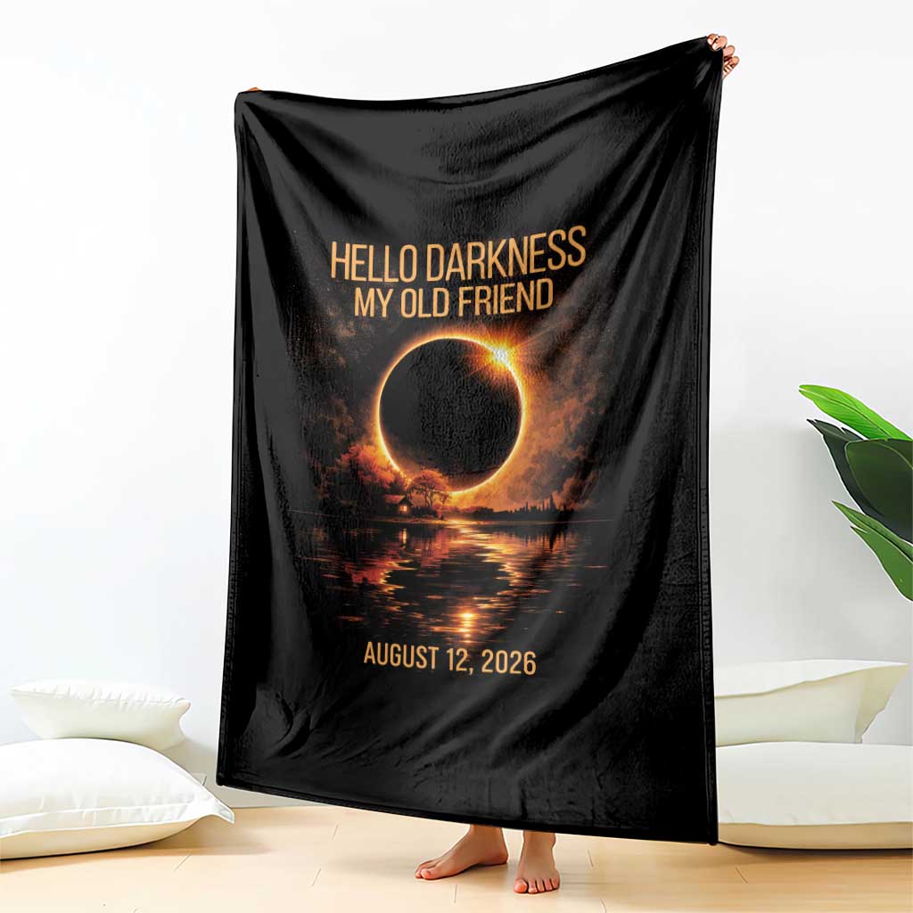 Solar Eclipse 2026 Throw Blanket Hello Darkness 12 August 2026 Totality Gift
