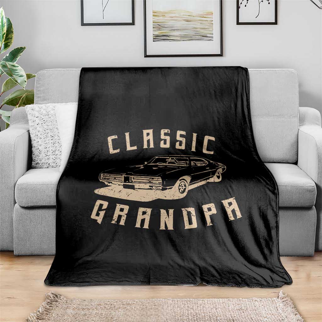Funny Grandpa Classic Car Graphic Throw Blanket