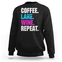 Funny Lake Life Sweatshirt Coffee Lake Wine Repeat - Wonder Print Shop