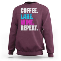 Funny Lake Life Sweatshirt Coffee Lake Wine Repeat - Wonder Print Shop