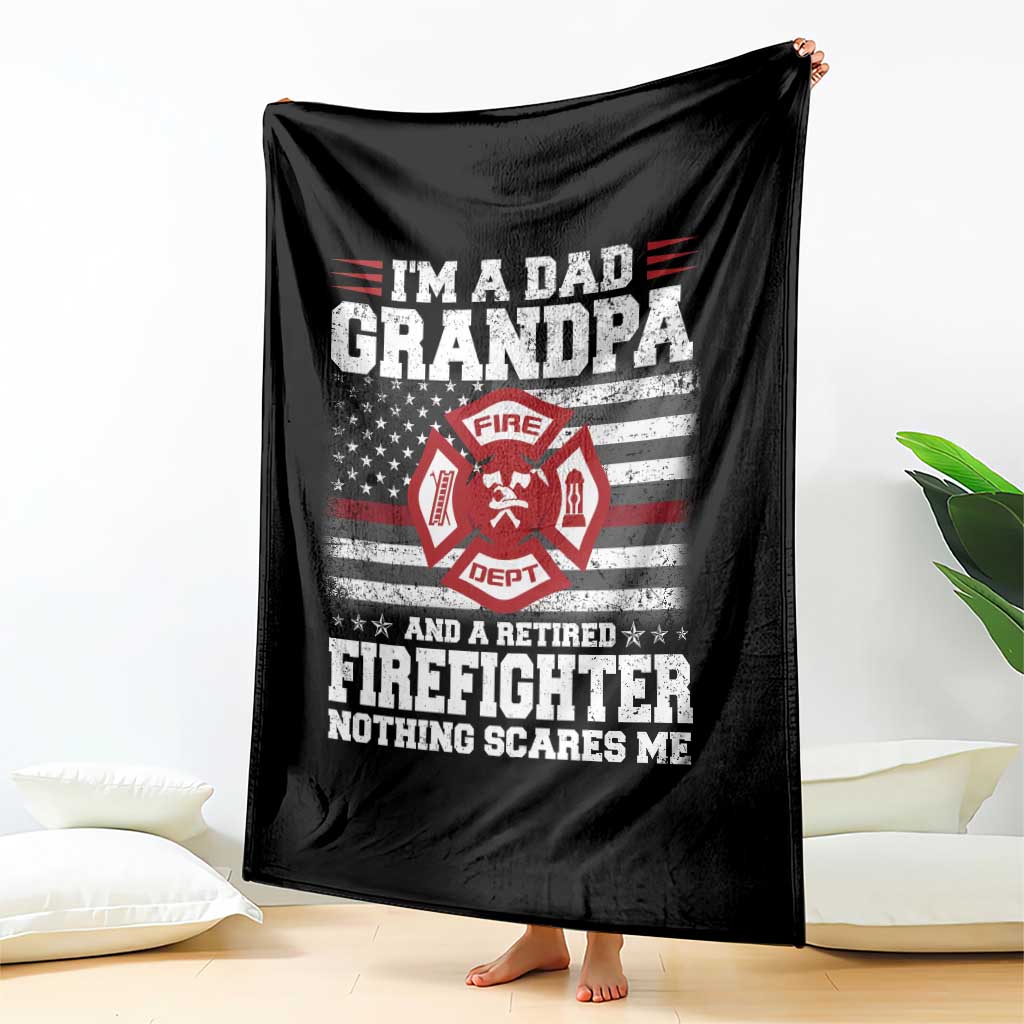 Retired Firefighter Grandpa Throw Blanket Retro American Flag - Wonder Print Shop