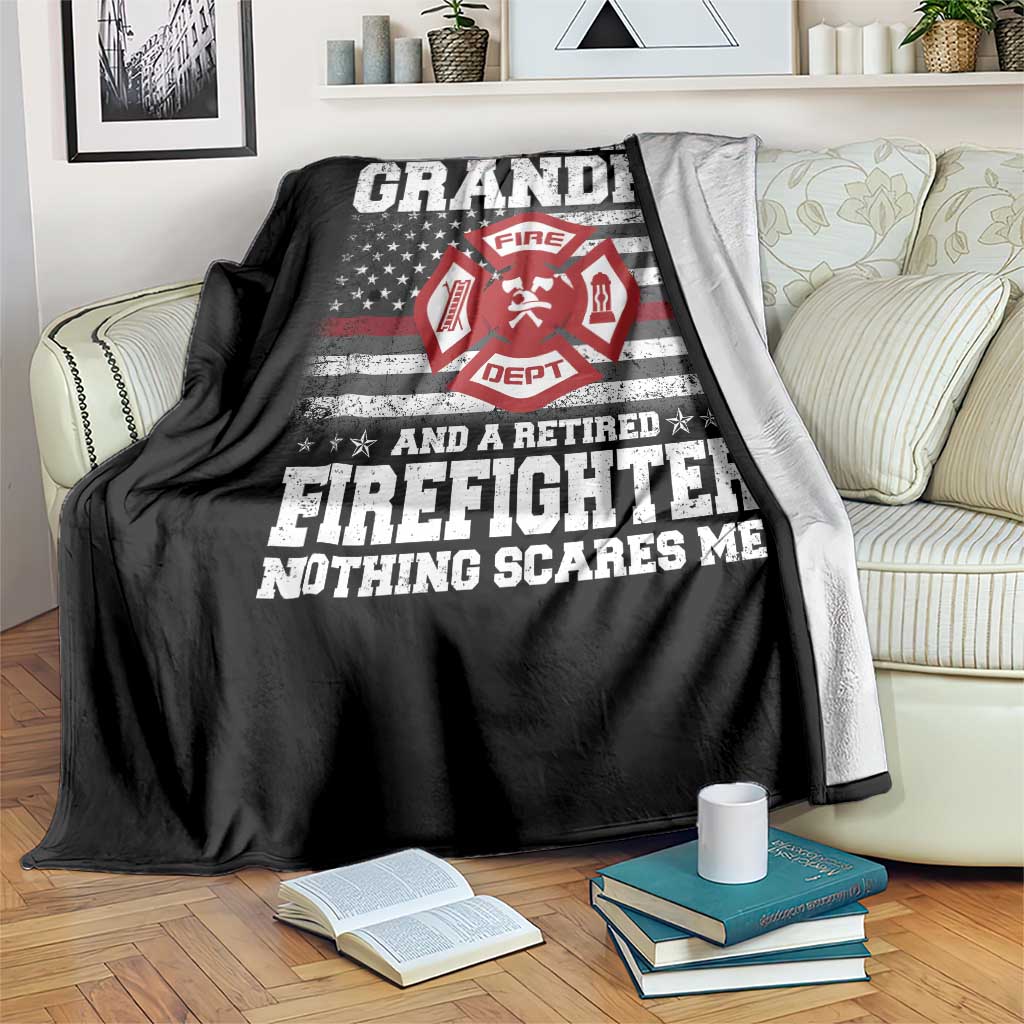 Retired Firefighter Grandpa Throw Blanket Retro American Flag - Wonder Print Shop