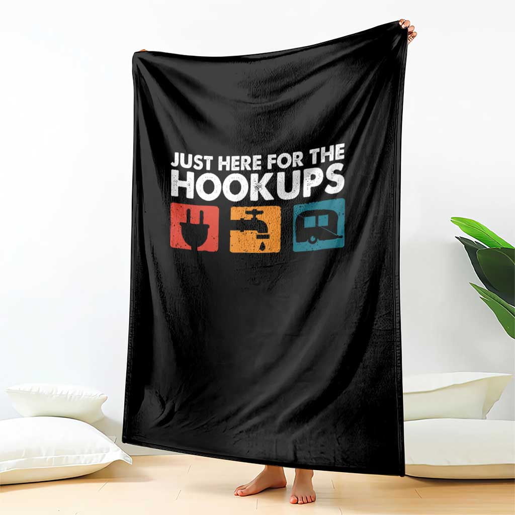 Camping RV Throw Blanket Funny Just Here for The Hookups Caravan Motorhome - Wonder Print Shop
