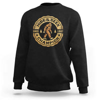 Retro Bigfoot Believer Sweatshirt Undefeated Sasquatch Hide And Seek Cryptozoology - Wonder Print Shop