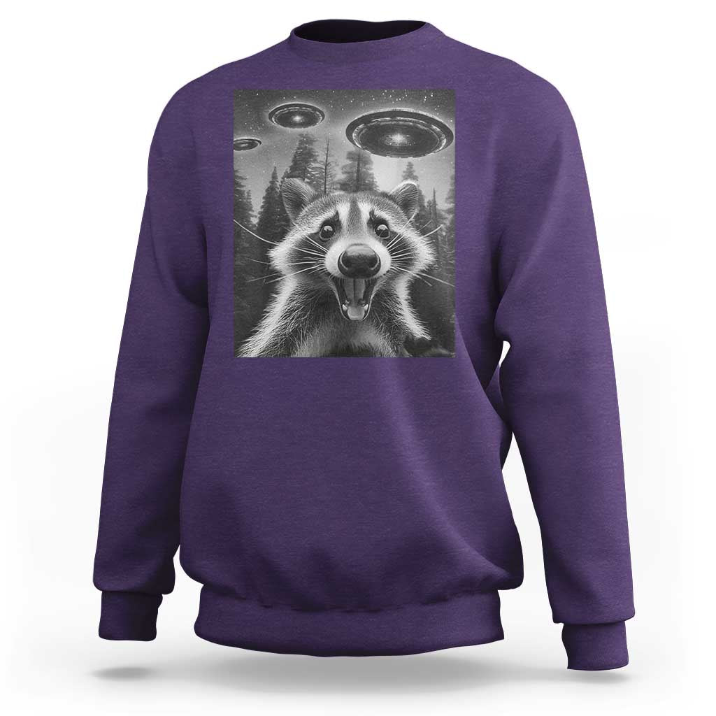 Racoon Meme Sweatshirt Selfie With Alien UFO - Wonder Print Shop