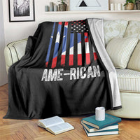 Puerto Rican American Flag Throw Blanket AME-RICAN Boricua Pride