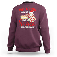 Torn Between Looking Like A Snack Or Eating One Christmas Sweatshirt Debbies Tree Cake - Wonder Print Shop