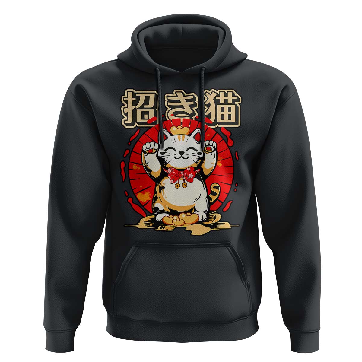 Maneki Neko Hoodie Kawaii Japanese Lucky Cat