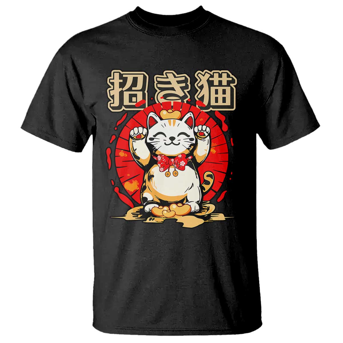 Maneki Neko T Shirt Kawaii Japanese Lucky Cat