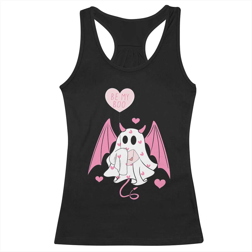 Valentines Ghost Racerback Tank Top Be My Boo Cute Funny