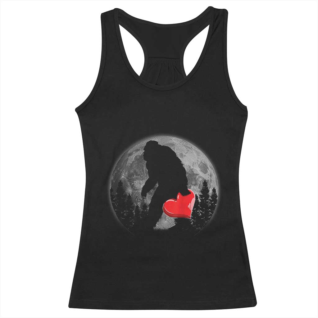 Bigfoot Heart Valentines Day Racerback Tank Top Funny Valentine Sasquatch Lovers