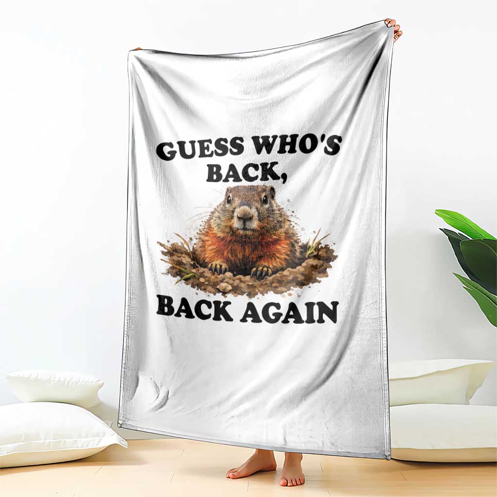 Groundhog Day Throw Blanket Funny Woodchuck Guess Whos Back - Wonder Print Shop