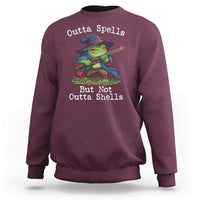 Wizard Frog Meme Sweatshirt Outta Spells But Not Outta Shells - Wonder Print Shop