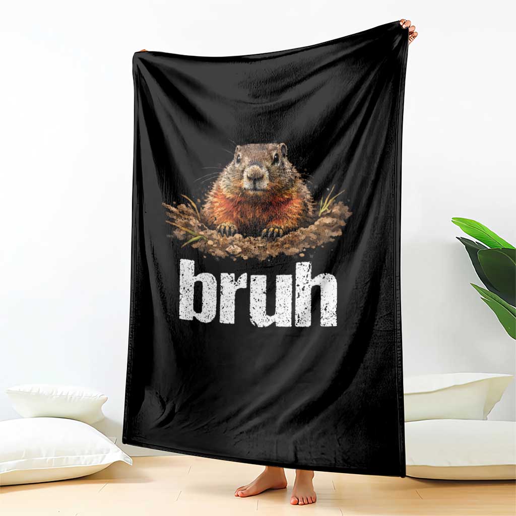Funny Groundhog Throw Blanket Ground Hog Meme Lover Bruh Groundhog Day - Wonder Print Shop