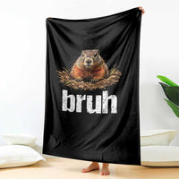 Funny Groundhog Throw Blanket Ground Hog Meme Lover Bruh Groundhog Day - Wonder Print Shop