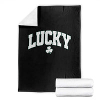 Retro Lucky Throw Blanket St Patricks Day Irish Shamrock Varsity